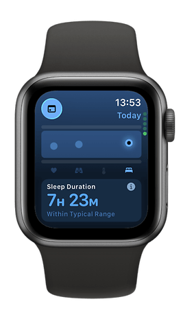 An Apple Watch SE 3 shows off one's sleep duration: 7h 23m falls within the typical range.