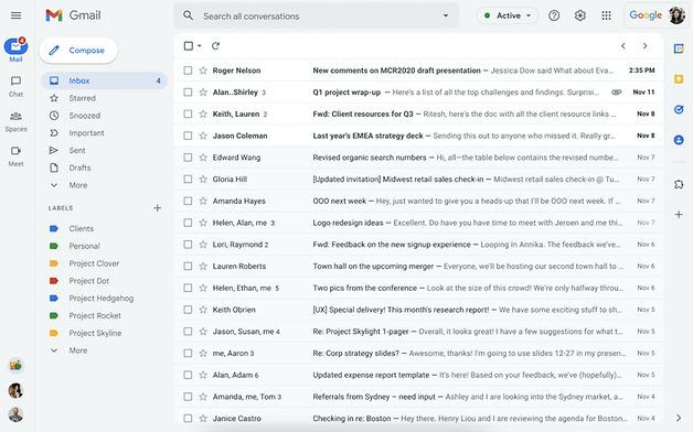 Google Mail im neuen Design Stand 2022