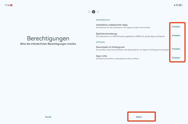 App-Berechtigungseinstellungen auf dem Huawei MatePad: Optionen zur Erlaubnis von unbekannten App-Installationen, Speicherverwaltung und Links.