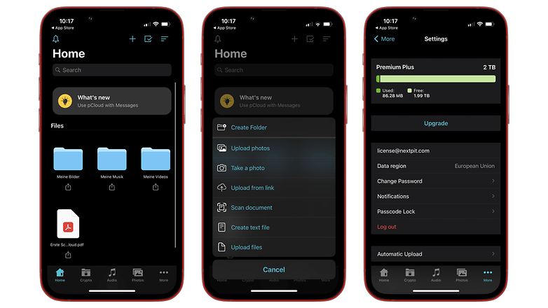 Screenshots der pCloud-App unter iOS