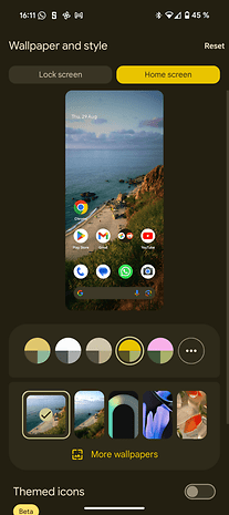 Capture d'écran de l'interface du Google Pixel 9