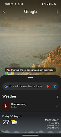 Capture d'écran de l'interface du Google Pixel 9