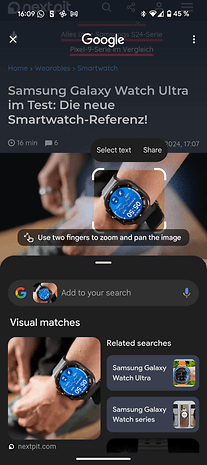 Capture d'écran de l'interface du Google Pixel 9