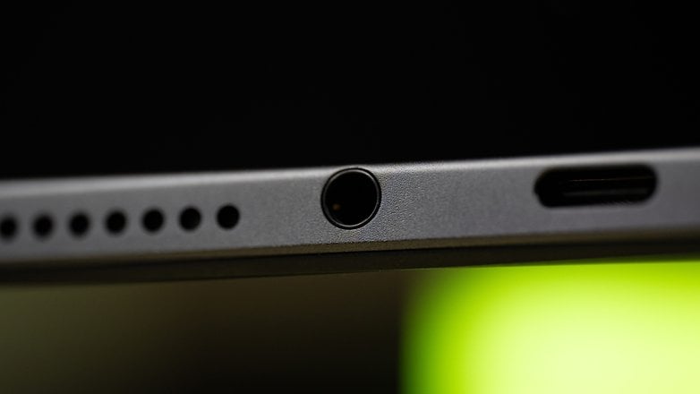 Poco Pad right side displaying the headphone jack next to the USB-C port.