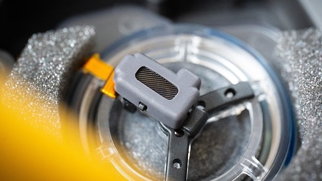 Close-up of part of the Sony WH-1000XM6 headphones, showing its intricate design.