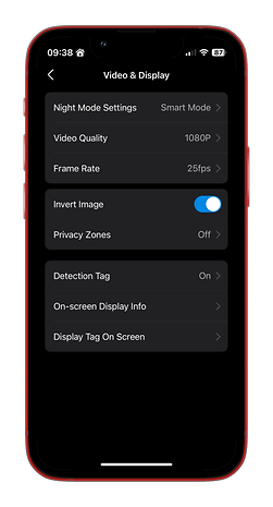 Settings menu on a mobile device that displays video and display options.