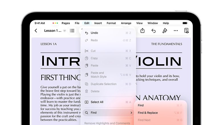 iPadOS 26 zeigt dir auf Wunsch eine Menüleiste der gerade offenen App