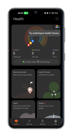 Captures d'écran de l'application Huawei Health sur Android