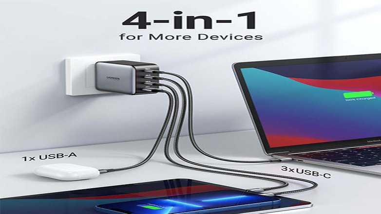 UGREEN Nexode 100W USB C Chargeur Rapide 4 Ports avec GaN Tech Compatible  avec iPhone 15 Pro Max Plus 14 13 12 11 Galaxy S24 Ultra Plus S23 S22 S21  MacBook Pro