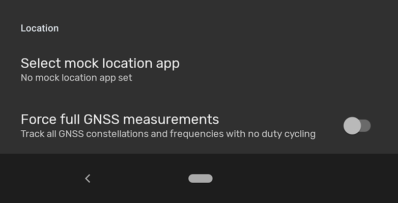 Developer options - Select mock location app