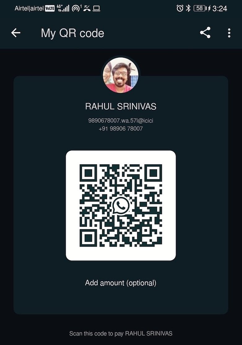 WhatsApp Pay QR code