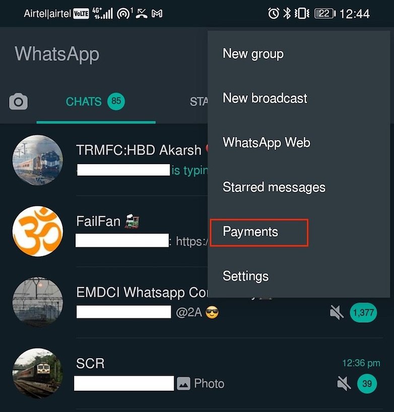 WhatsApp Payments Option