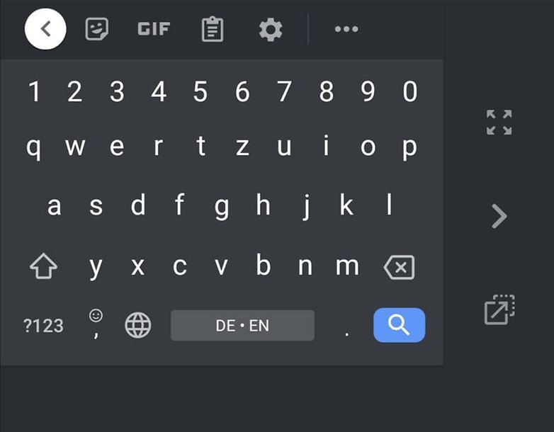 gboard on the left