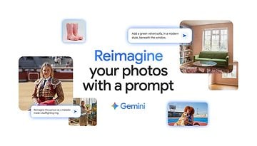 A collage promoting Gemini, showcasing various images with prompts to reimagine photos.