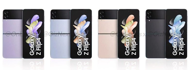 Das Galaxy Z Flip 4 in allen vier verfügbaren Farben
