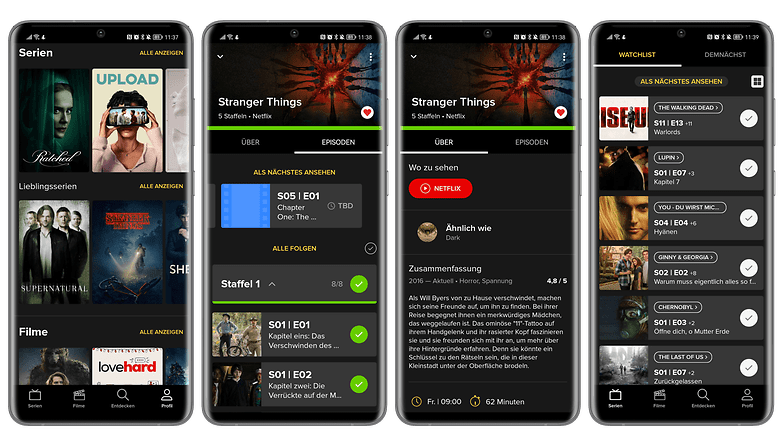Screenshots der App TV Time für Android