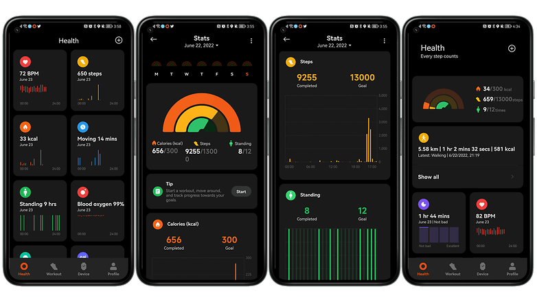 View the statistics in the Mi Fitness app