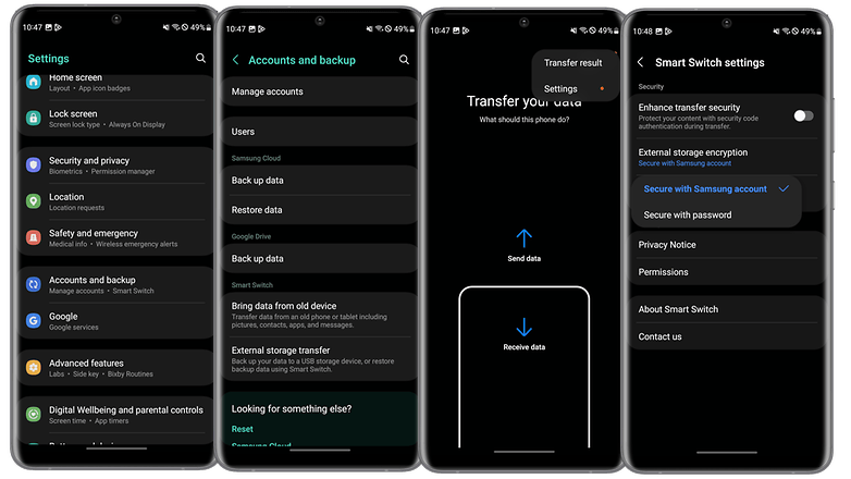 Tangkapan skrin Samsung Smart Switch