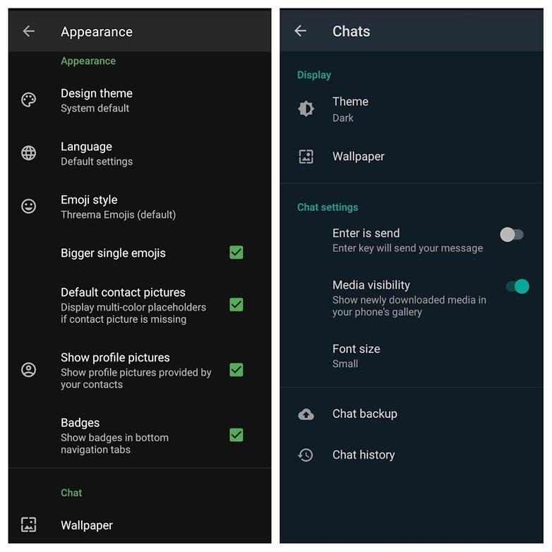 WhatsApp vs Threema design options