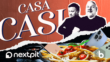 Casa-Casi-Logo, daneben Fabi und Casi und im Vordergrund ein Teller mit Spaghetti und Smartphones