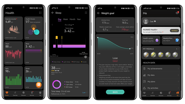 Screenshots der Huawei Health App