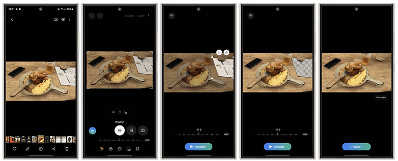 Screenshots zeigen, wie man mit Galaxy AI Objekte entfernt