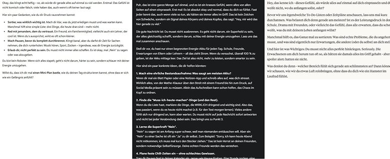Text, der Gefühle der Überwältigung und Strategien zur Bewältigung von Aufgaben und Energie behandelt.
