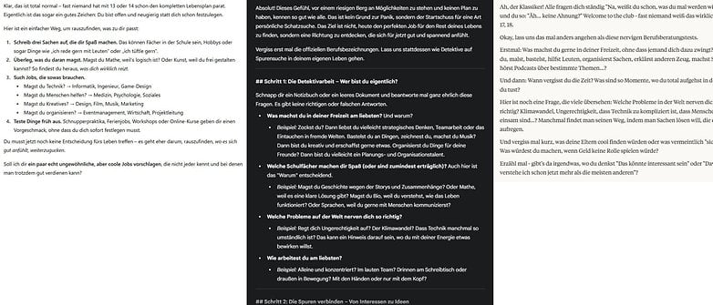 Text zur Entdeckung persönlicher Interessen und Karrierewege, mit Fragen und Anregungen zur Selbstreflexion.