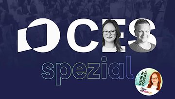 Podcast-Grafik mit zwei Moderatoren und dem Text 'OCES spezial' sowie einem runden Logo.