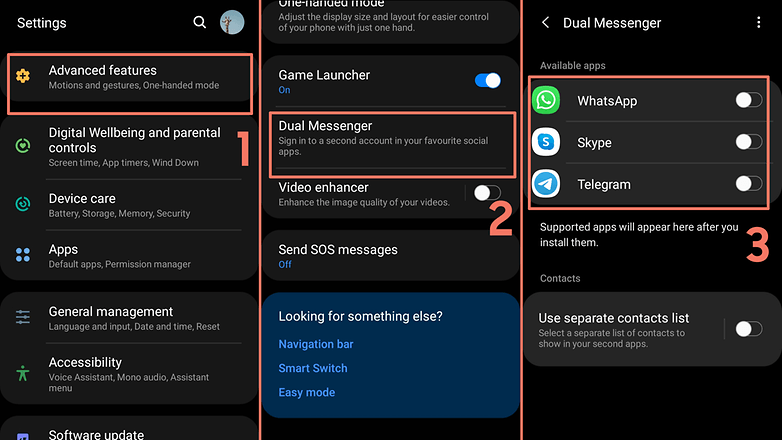 Dual-Messenger auf einem Samsung-Handy – Screenshots