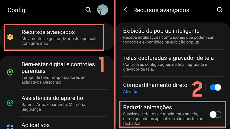 2021 04 14 Samsung One UI reduce animations BR