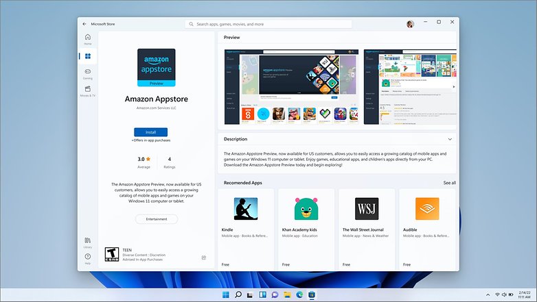 Amazon Appstore körs på Windows 11