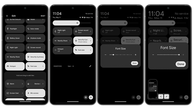 Android 14 beta 2 - Font Size Quick setting shortcut
