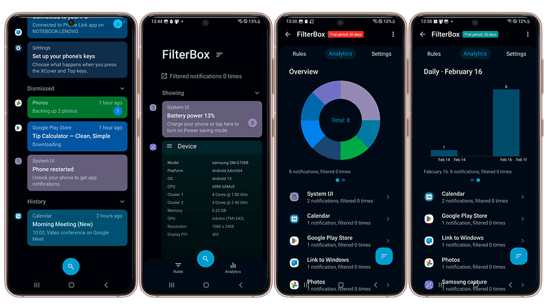 FilterBox app screenshots running on Android