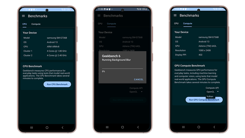 Geekbench 6 screenshots from the Android version
