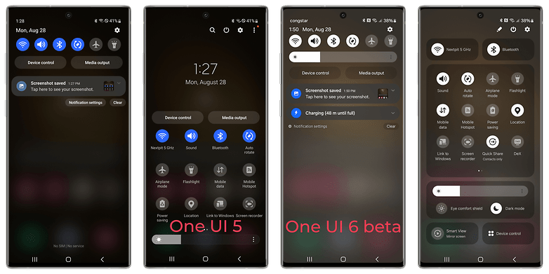 Samsung One UI 6 beta Quick Settings changes