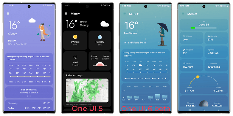 Samsung One UI 6 béta: Időjárás alkalmazás