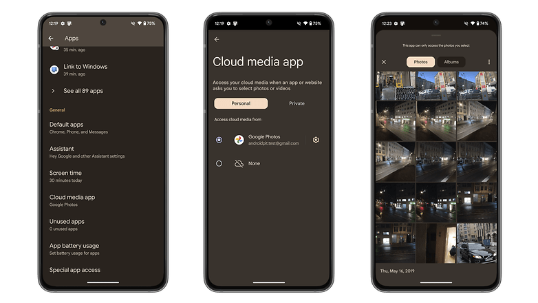 Screenshots zeigen die neue Foto-Share-Option unter Android 15