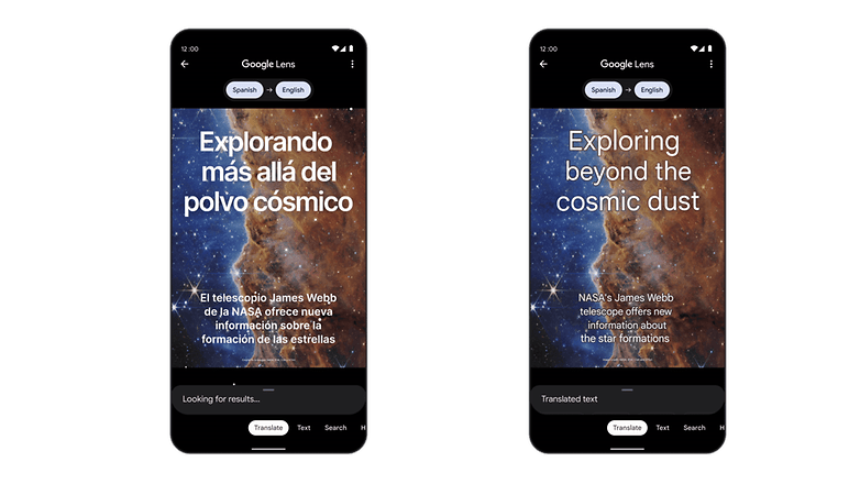 Google Lens will "complete" translated background images using AI