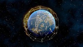 Illustration simulating Iridium's satellite constellation coverage around the Earth.