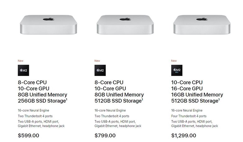 Mac Mini M2 models in the US