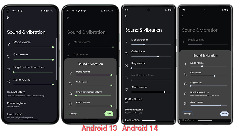 Android 14 DP2 volume contol setttings