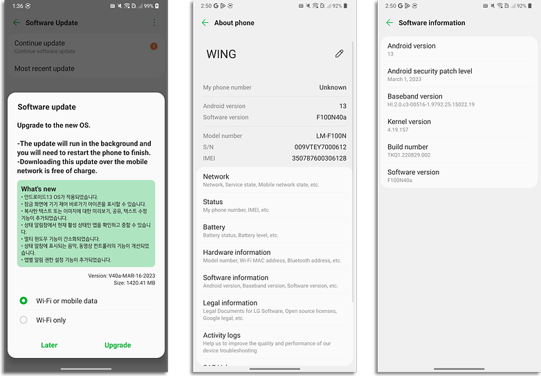 LG Wing mit Android 13 Screenshots