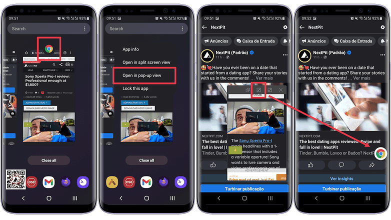 Android osztott képernyős módú multitasking