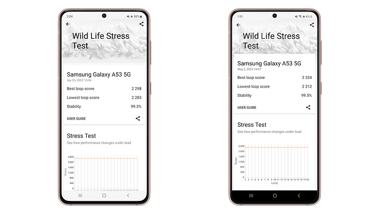 Galaxy A53 results - 2022 vs 2023 - 3D Mark