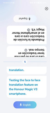 Honor Magic V3 screenshot showing the Face to Face translation feature