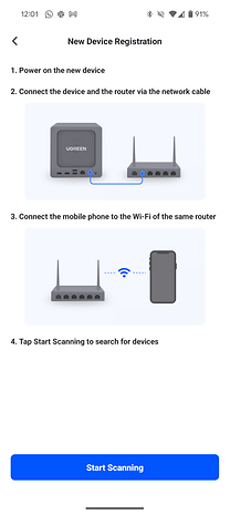 Screenshots from the Ugreen NAS mobile app