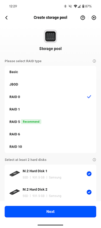 Screenshots from the Ugreen NAS mobile app