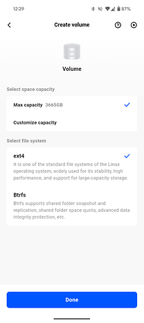 Screenshots from the Ugreen NAS mobile app