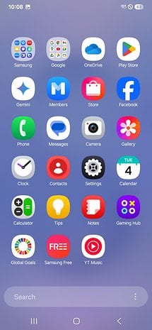 Samsung Galaxy S25 Plus home screen displaying various pre-installed apps.